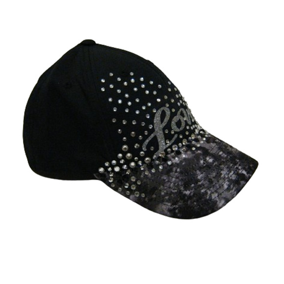 Black Grey Bling Rhinestone Studded Hip hop Streetwear style Baseball Cap Hat - Picture 9 of 10
